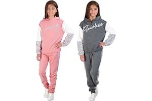 Star Ride Sweet Butterfly Girls 4-Piece Fleece Active Hoodie and Athletic Jogger Sweatpants and Sweatshirt Kids Clothing Set