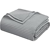 100% Egyptian Cotton Waffle Weave Throw Blanket for Bed Couch Sofa Home Decor, Soft Lightweight Bed & Couch Blanket for All Seasons (Light Grey - Queen Size - 90 * 90")