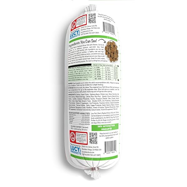 LUCY PET DINNER ROLLS- MOM’S MEATLOAF CHICKEN WITH CARROTS AND SPINACH 2LB