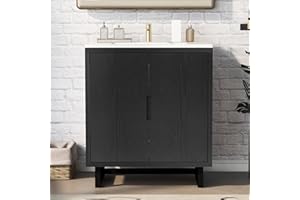 CUISINSMART 30" Bathroom Vanity with Sink, Combo Cabinet Undermount Sink, Bathroom Storage Cabinet Modern Design Bath Vanity with Soft Closing Door Black