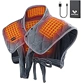 Vofuoti Heating Pad for Neck and Shoulders, Portable Cordless Heating Pad with Massager and Battery, Weighted Electric Heated Neck Shoulder Wrap, 16'' x 22'', 2.2lbs