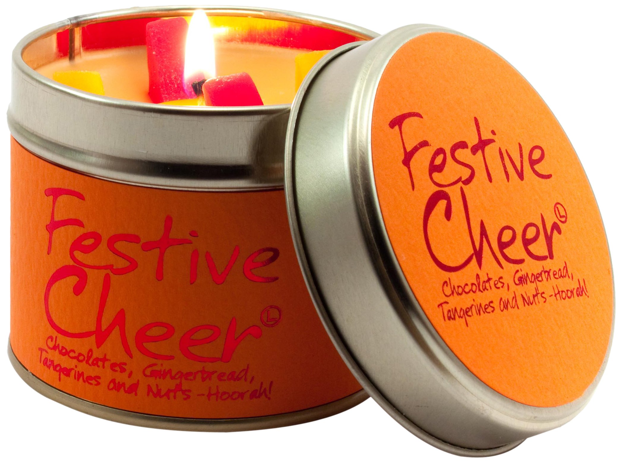 Lily Flame Festive Cheer Scented Candle Tin, Orange Colour, 35 Hours Burn Time