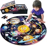 SYNARRY Giant Solar System Floor Puzzle 70 Pieces Round Space Education
