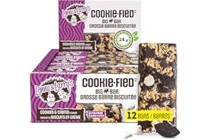 Lenny & Larry's Cookie-fied BIG BAR – Cookies & Creme Vegan Protein Bars (12 x 90g) – 24g Plant Protein, 10g Prebiotic Fibre,