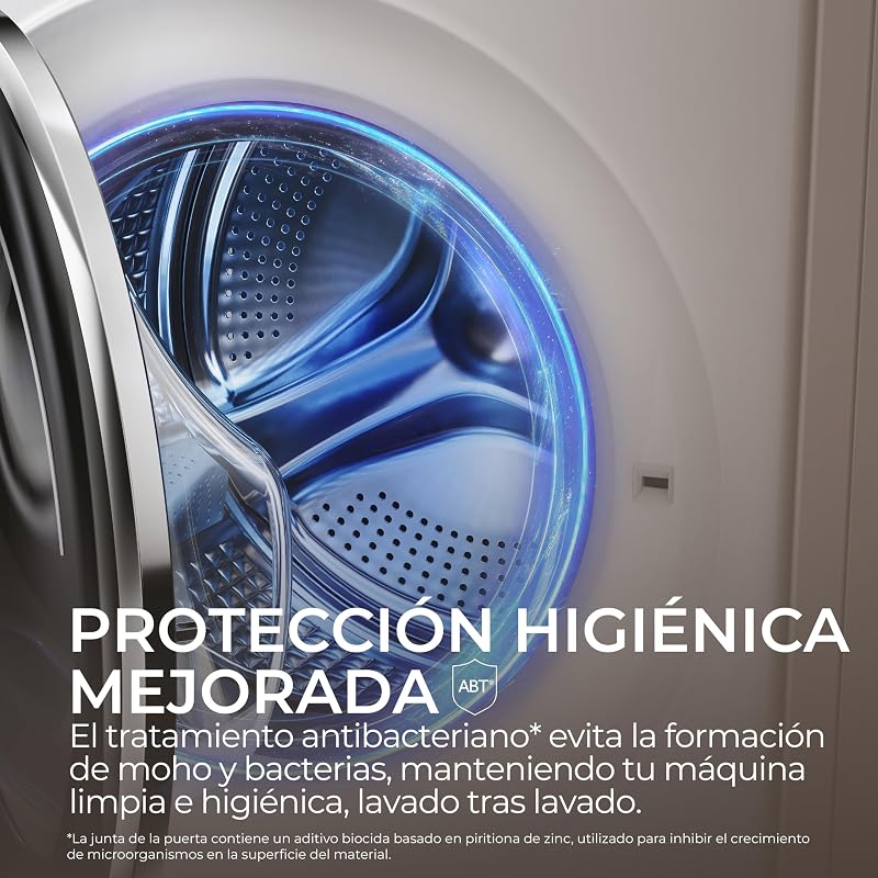 I-Pro Series 3 HW80-B14939-IB- Lavadora Carga Frontal 8KG, Función Vapor, Motor Direct Motion, Tratamiento Antibacterias, 1400 RPM, Fin Diferido, Detector automático de KG, 15 programas, Blanco