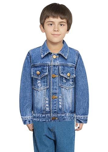 YJBQ Kids Girls Boys Basic Jean Jacket Classic Coats Denim Tops