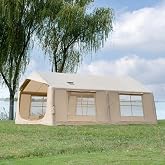 8-12 Person Inflatable Camping Tent with Rainfly, Hand Pump &amp; Stove Jack | Spacious for up to 12 people, 2 rooms for privacy, rainfly included, stove jack, inflates in 5 minutes with pump