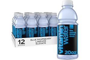 GLACEAU VITAMINWATER vitaminwater Blue Raspberry Limeade Elevate Nutrient Enhanced Water Beverage 20 oz. 12 pack