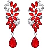 BriLove Women's Bohemian Boho Crystal Flower Wedding Bridal Chandelier Teardrop Bling Dangle Earrings