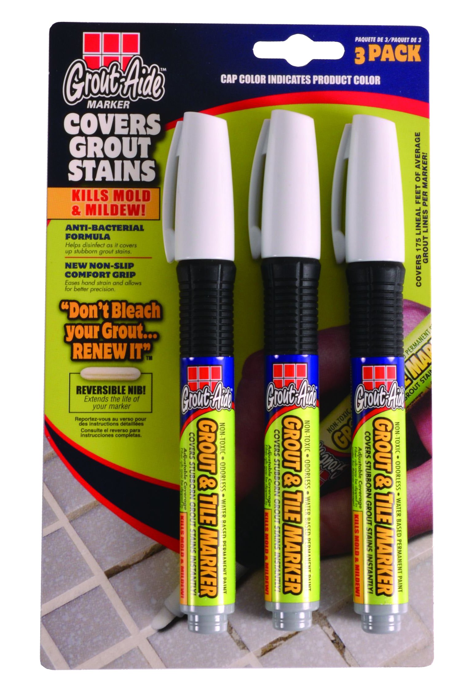 Grout-Aide Grout & Tile Marker, Buff (3 Pack) Restore Your Grout