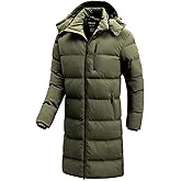 CTFASHION Men's Winter Coat Extra Long Puffer Jacket Waterproof Thicken Parka Insulated Outerwear with Removable Hood