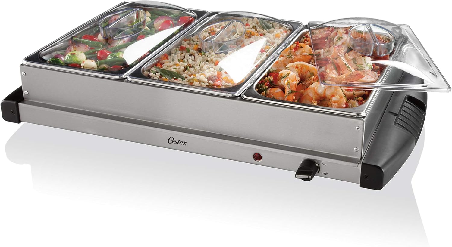 Oster Buffet Server Warming Tray | Triple Tray, 2.5 Quart, Stainless Steel: Chafing Dishes: Kitchen & Dining