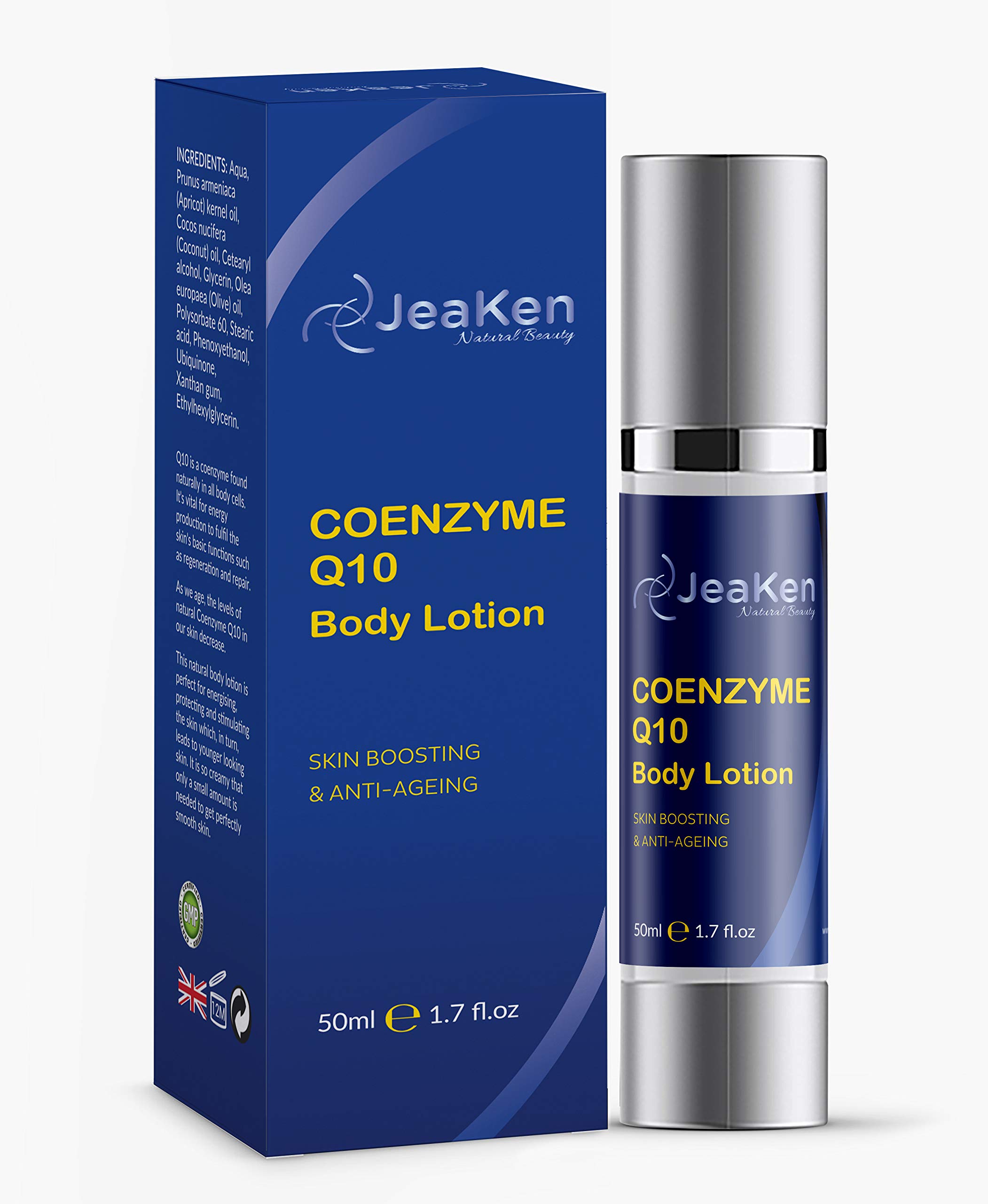 JeaKen - Vegan Coenzyme Q10 Firming Lotion - Anti-Age Formula for Wrinkles - Hydrating Body Care for Men & Women - Ideal for Very Dry Skin - 50ml