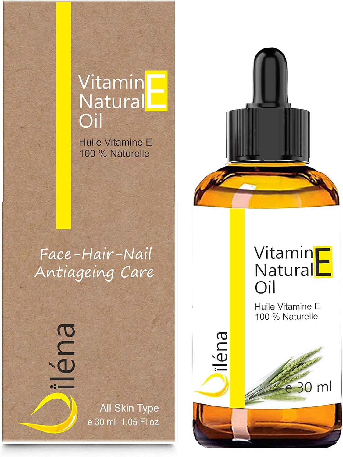 Vitamin E Oil (tocopherol) 100% natural Vegan, Anti Aging Face Care, Waterproof make-up remover, Body and Hair