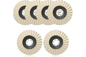 Swiffen 6 Pcs 5 Inch Wool Felt Stone Polishing Wheels Felt Flap Polishing Buffing Discs for Stainless Steel Aluminum Metal Angle Grinder Attachment for Surface Finishing Restoration