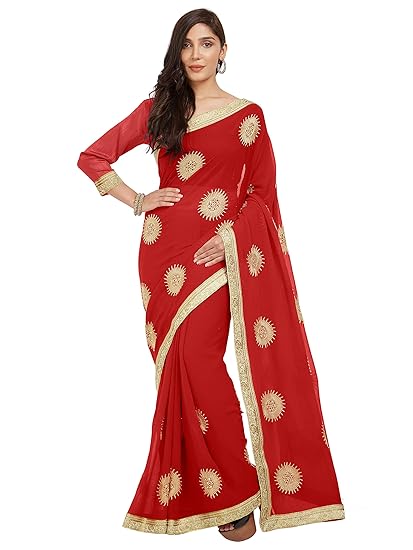 Womens Chiffon Saree With Unstitched Blouse Piece