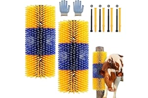TAGYSH 2PCS Livestock Scratch Brushes, Horse Scratcher Full Massage Brush Kit, Relieve Itching on Back, for Horse, Cattle, Sheep, Pig, Yellow