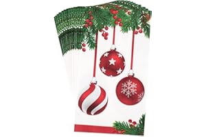 Homlouue 100 PCS Christmas Napkins 3 Ply Disposable Christmas Paper Dinner Hand Napkins Pine Cone Guest Towels for Bathroom Home Kitchen Christams Xmas Holiday