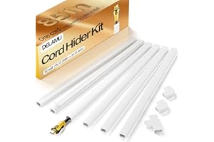 Delamu Cord Hider, Cord Covers for Wires on Wall, One-Cord Cable Hider, Self-Adhesive Wire Hiders Wire Covers for TV Cords on Wall, Easy Mount Cable Cover Management Kit, 6X W0.59 H0.4in, White
