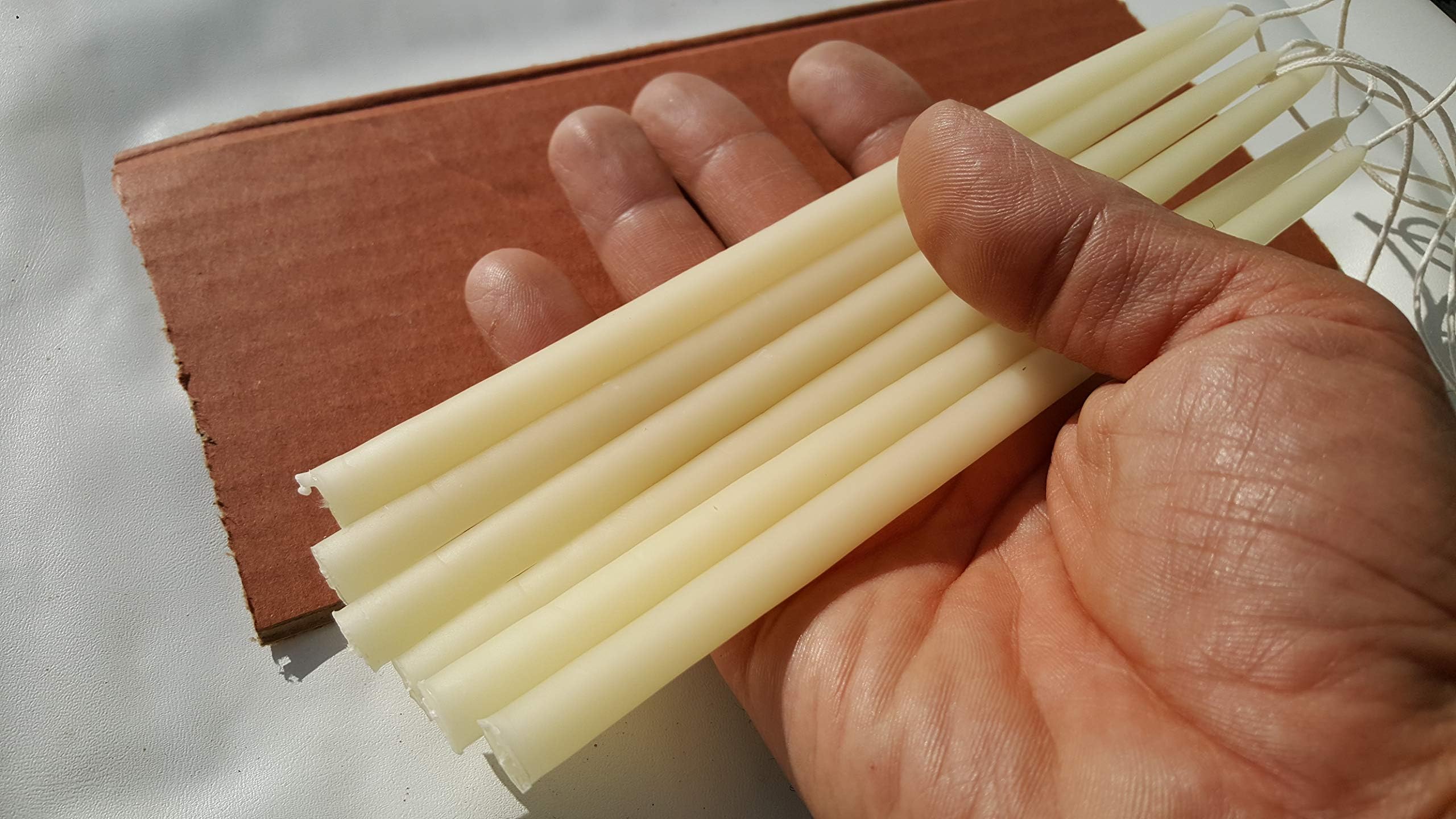 Natural Light 4 Creamy Beeswax Taper Candles 8" Tall X 1/2" Thick. (These Candles are Smaller in Diameter Than The Standard Size Candle Holders 7/8")
