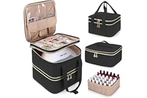 Yarwo Nail Polish Organizer Case Holds 72 Bottles (15ml/0.5 fl.oz), Detachable 3 Layers Nail Polish Storage Bag with Removable dividers for Nail Lamp and Nail Art Manicure Tools, Black (Bag Only)