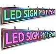 P10 Outdoor Programmable Scrolling Led Digital Sign , Electronic Sign Display Marquee Screen Custom Word Advertising Message Board for Business Store Restaurants Window, Wifi Control Full Color115"X14"
