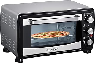 Mini Backofen 20 Liter | Pizza-Ofen | Minibackofen | 3in1 Backofen mit Umluft | herausnehmbares Krümmelblech | 100°C - 250°C | 1400 W | Ober-/Unterhitze | Edelstahl | 60 Min. Timer