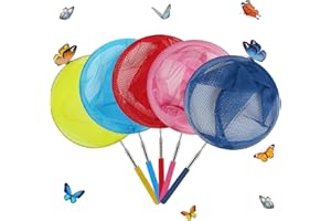 SKRTUAN Kids Telescopic Butterfly Fishing Nets Great for Catching Insect Net Perfect Outdoor Tools for Catching Bugs Fish Insect Ladybird, Extendable 34 Inches and Anti Slip Grip
