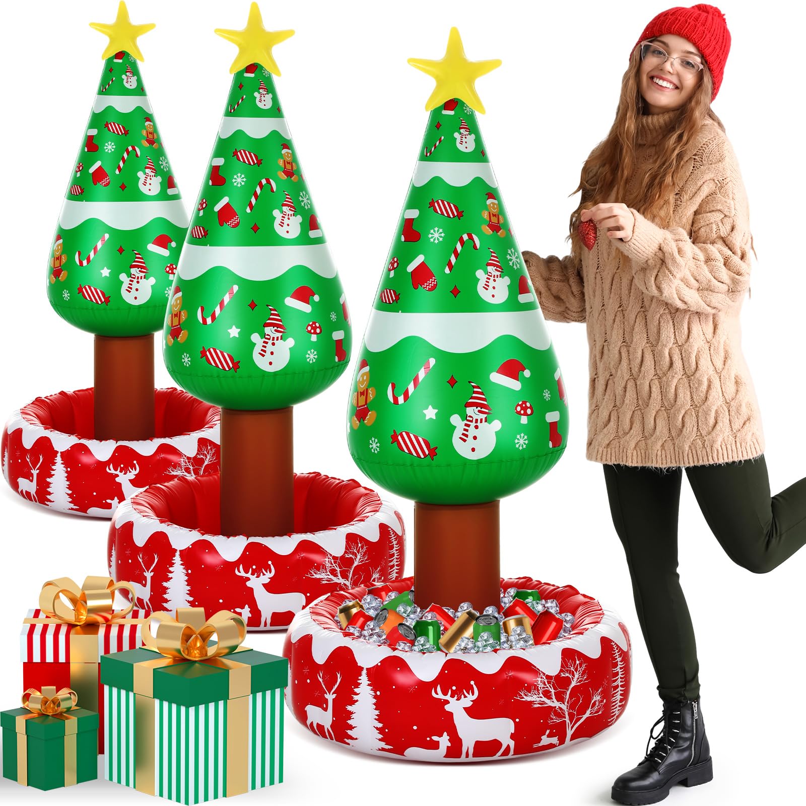 Photo 1 of ***MISSING PARTS***
Hiboom 3 Pack Large Inflatable Christmas Tree Coolers Bulk 50 x 25 Inch Cool Beverage Coolers Gifts for Christmas Indoor Decorations