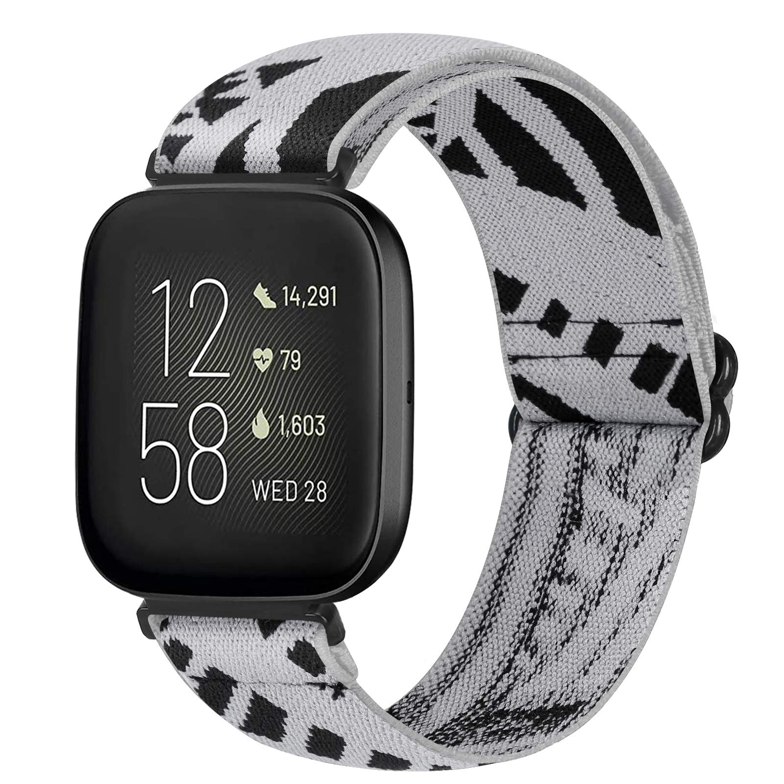 Runostrich Adjustable Elastic Watch Straps Compatible with Fitbit Versa/Fitbit Versa 2 Nylon Sport Loop Stretch Wristband Replacement Band for Women Men (P)