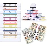 PONNOR 550 Pack Money Bands for Cash Self Adhesive Wrappers for Bills 11 Colors Currency Straps for Dollar Wraps Organizer(50 of Each - 550 Assorted)