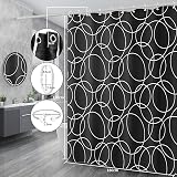 Miorkly Shower Curtain Black Mould-Proof Waterproof 180x180 With Hooks view 2