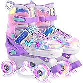 SULIFEEL Adjustable Kids Roller Skates for Boys Ages 3-5 5-8 6-12 with 4 Sizes Adjustable Light up Wheels, Best Children Gift for Beginners Indoor Outdoor Sports