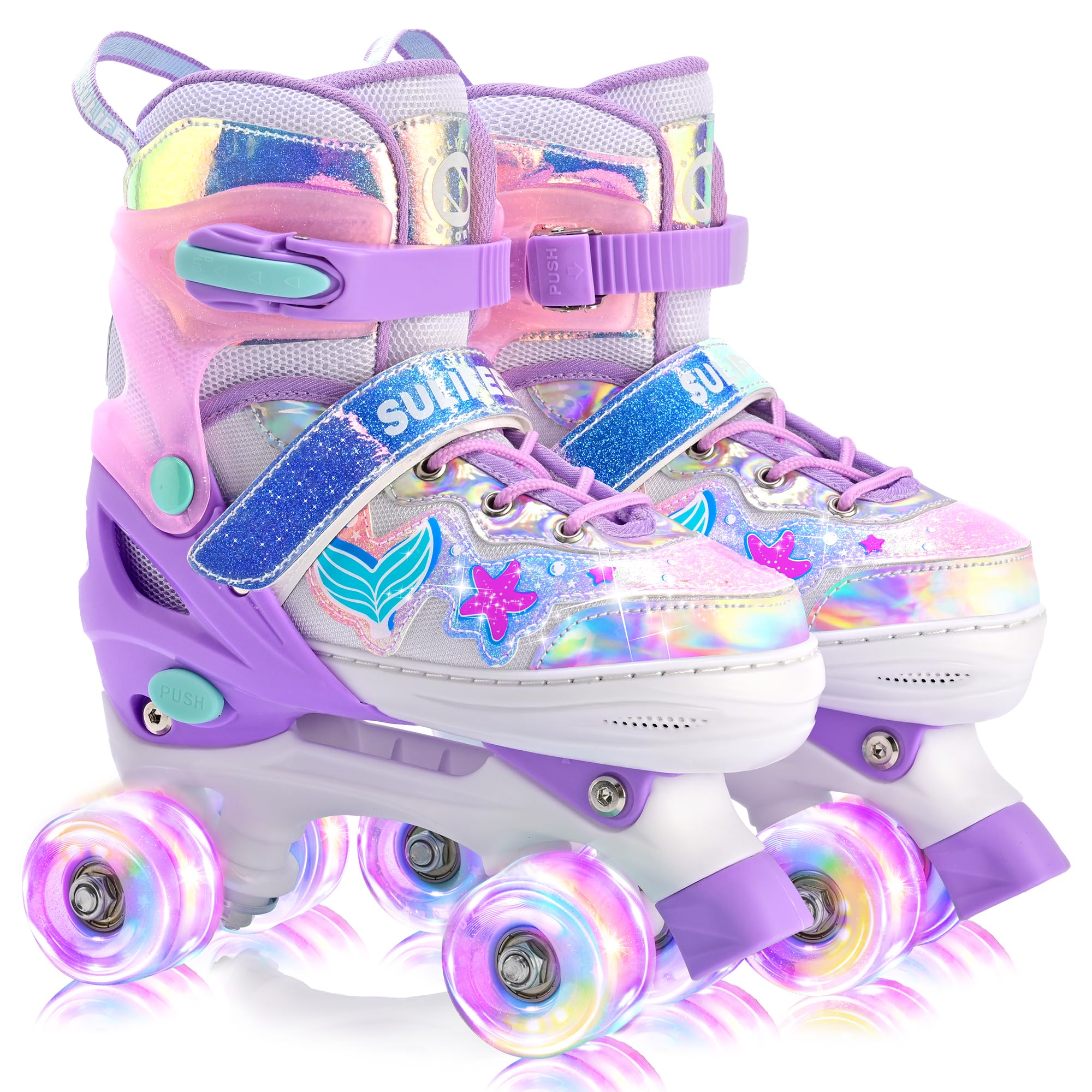 Photo 1 of SULIFEEL Roller Skates for Girls Kids with Light Up Wheels, Adjustable 4 Sizes for Little Kids Toddler Beginner Rollerskates