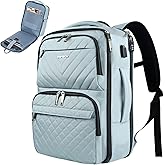 EMPSIGN Carry on Travel Backpack for Women & Men, 17 inch Large TSA Friendly Laptop Backpack with USB Port, Airline Approved Carry On Luggage, Travel Essentials, Weekender Overnight Bags, Light Blue