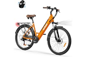 ACTBEST Core Electric Bike for Adults - 468Wh Removable Battery, 26 inch Step Thru Electric Bicycle, Peak 750W Brushless Motor Cityrun Ebike, with 7 Speed, Up to 50 Miles, E-Bikes