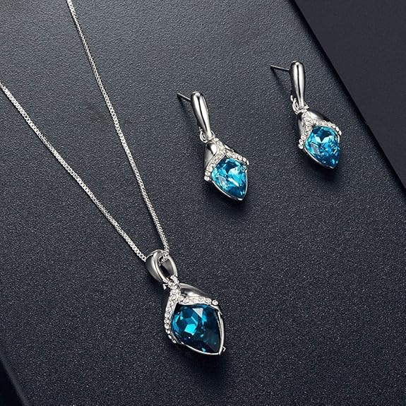 HomeChi Conjunto de pendientes de collar de cristal, diamantes de imitaci&oacute;n brillantes Gota de agua Chapado en oro blanco Diamante incrustado Elegante colgante de joyer&iacute;a Conjunto Banquete Fiesta de cumplea&ntilde;os Accesorios de boda Regalo ideal para mujeres
