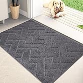 PURRUGS Dirt Trapping Door Mat 20" x 31.5", Non-Slip Machine Washable Entry Rug, Dog Doormat, Indoor Front Door Mat, Super Absorbent Entryway Rug for Muddy Shoes & Paws, Grey