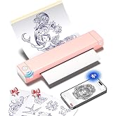 Phomemo M08F Tattoo Stencil Printer, Bluetooth, Wireless, Thermal, Portable | Large Image Cutting, Stencil Generator, with 10pcs Tattoo Paper, Compatible with Phone/Tablet/PC, for Tattoo Beginner, Pink