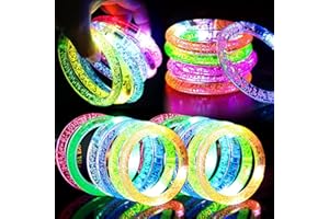 TURNMEON 30 Pack LED Light Up Bracelets Glow in The Dark Halloween Party Supplies,Colorful Flashing Bracelet Light Up Toys Birthday Gifts Goodie Bags Fillers Pool Halloween Party Favors Toys Classroom