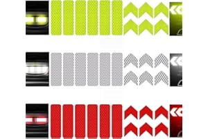 KOOUMOS 36pcs Reflective Decals Reflective Stickers Safety Warning Sticker Tapes Waterproofs High Intensity Night Visibility Adhesive for Helmets Motorbike(3x8cm) (36PcsWhite+Red+Yellow)