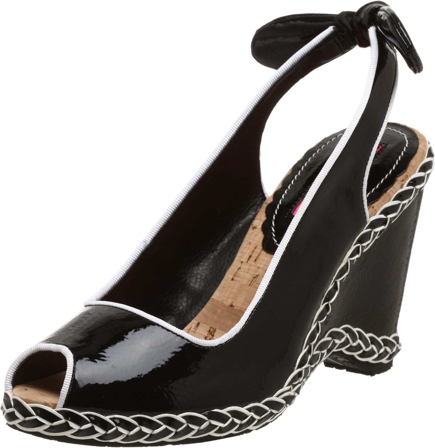 Betseyville Women�s Albina Wedge, Black/White