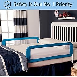 Adjustable Mesh Bed Rail in Blue, Two Height
