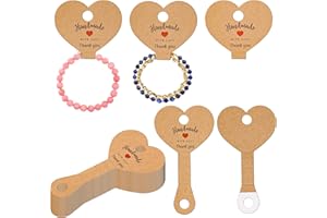 Lesnala 245 Pcs Heart Shaped Jewelry Hanging Display Cards Self-Adherent Show Cardstock Used for Packaging Ring Keychain Necklace Bracelet Hairband Suitable for Small Business Retail Store Brown