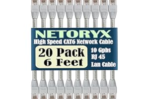 NETORYX Bulk of 20 Pack Cat 6 Ethernet Cable - Computer LAN Network Cord - Made in Québec, Made by high Standard Components f