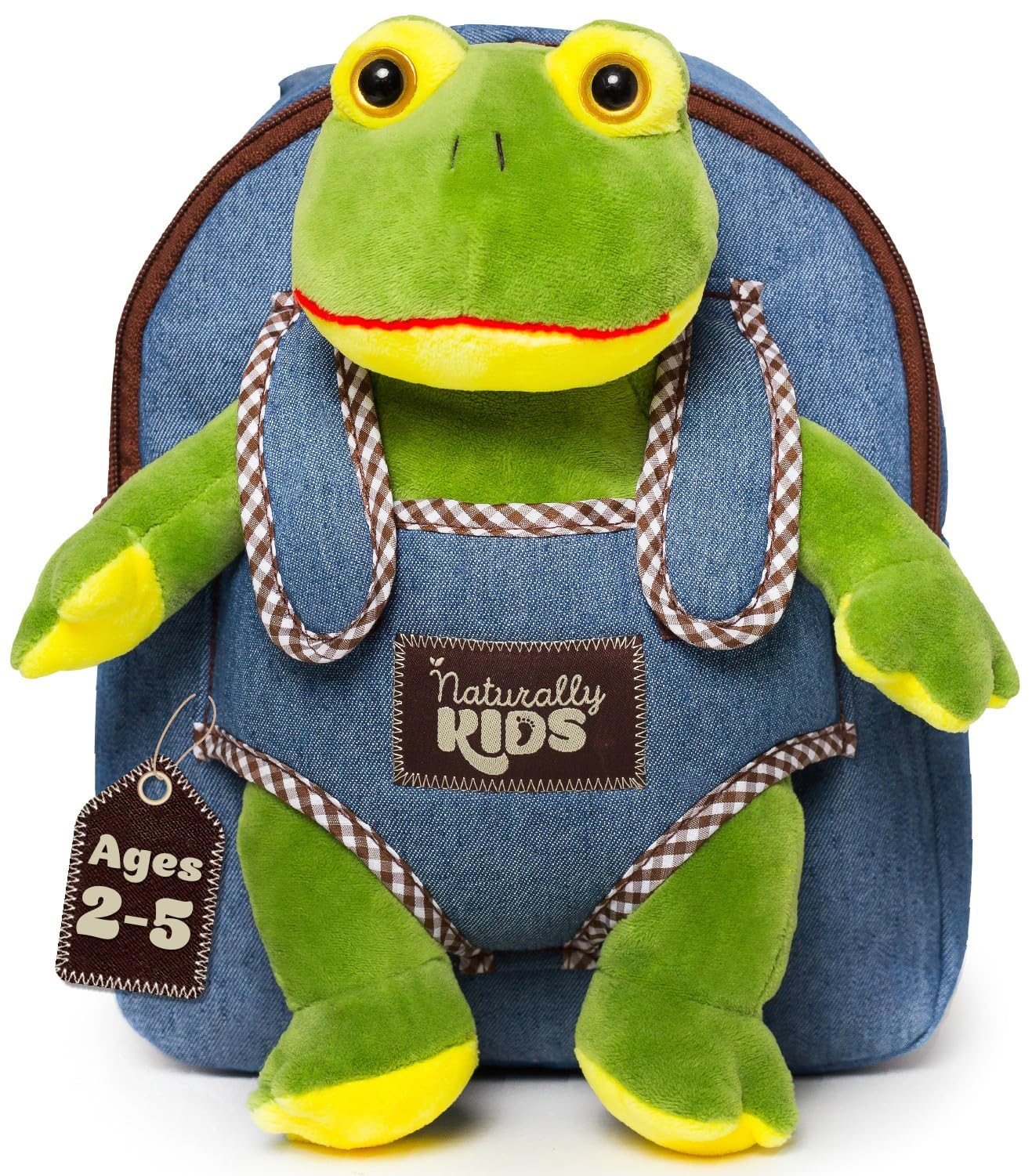 Naturally KIDS Frog Stuffed Animal Backpack for Girls Boys, Birthday Gifts for 3-5 Year Old, Toddler Backpack