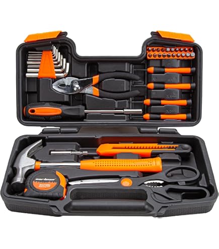 DOWELL Kit d'outils ménagers 185 pièces avec boîte à outils et boîte de
