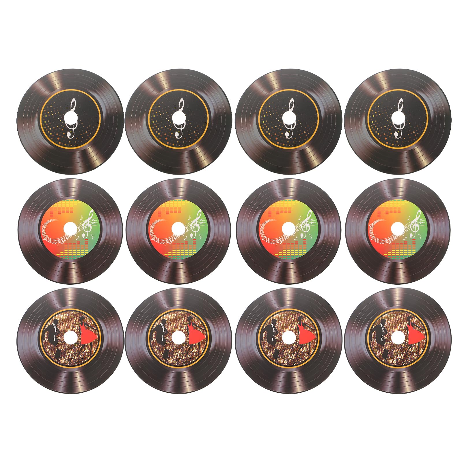 Ciieeo Vinyl Record Decoration 5.55 Inch Retro Music Wall Sticker Set of 12 Artistic Vinyl Records Decor for Home Bar Cafe Living Room Wall Art