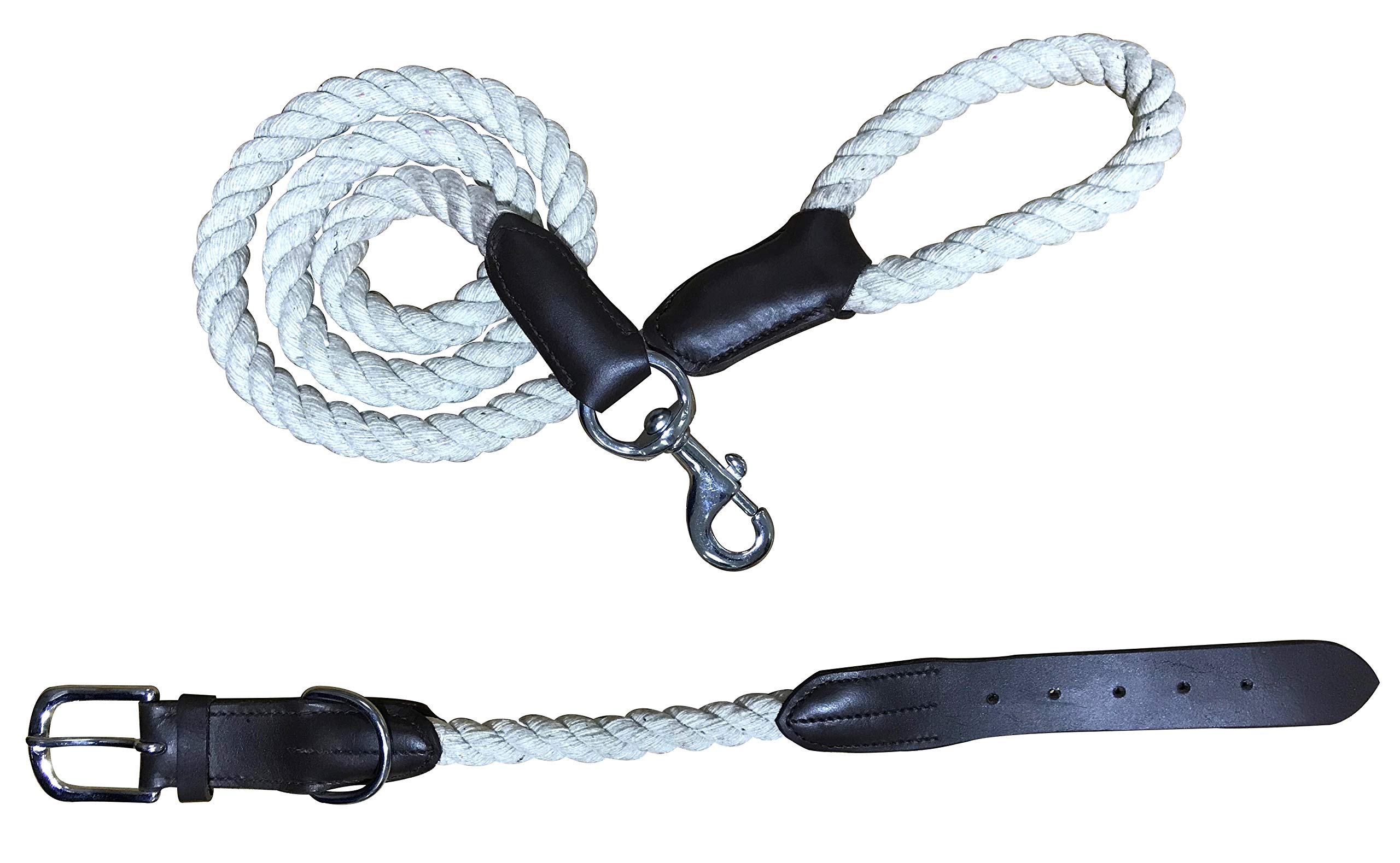 BRADLEY CROMPTON Genuine Leather Matching Pair Dog Collar and Lead Set S