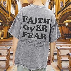 Kelxjia Christian Shirts for Men Faith Over Fear